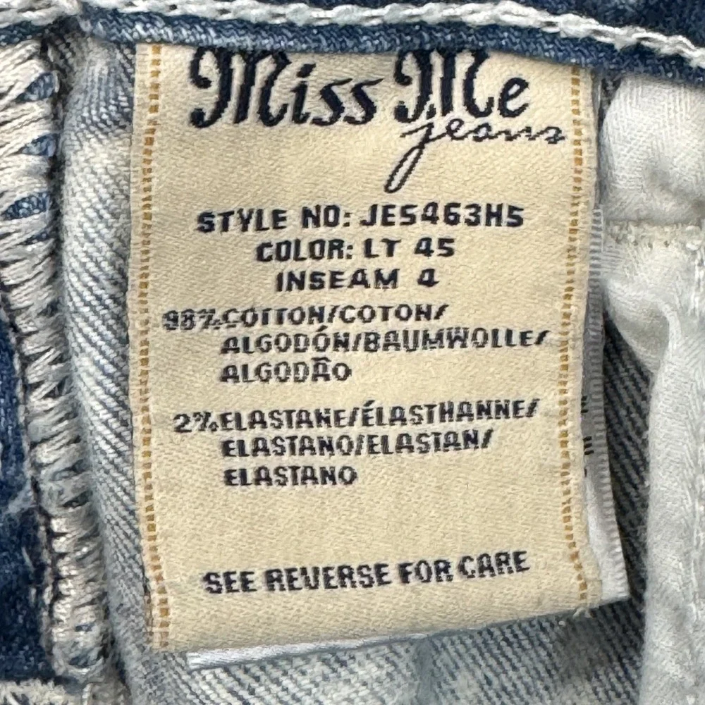 Miss Me Denim Shorts Womens 25 Embellished Studded Low Stretch Denim Y2K Blue